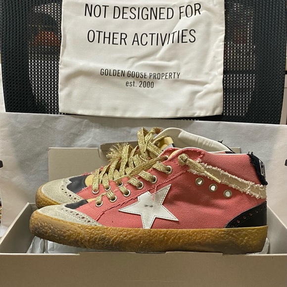 NIB Golden Goose Midstar Salmon Canvas & White Star Sneaker, 41 - Picture 5 of 16